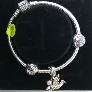 NWT Pandora Pavé bracelet angel & globe charms